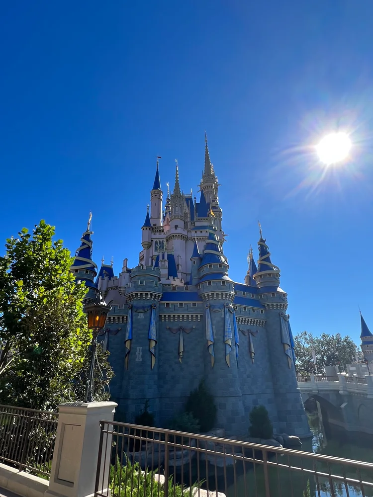 Cinderella Castle under a bright blue sky